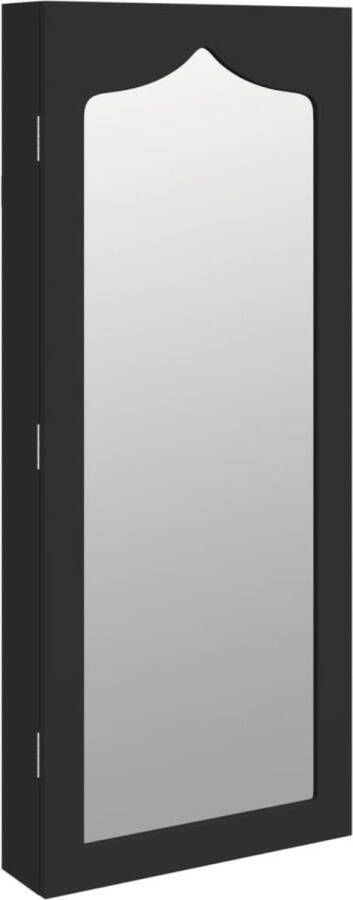 VidaXL -Sieradenkast-met-spiegel-wandgemonteerd-37 5x10x90-cm-zwart