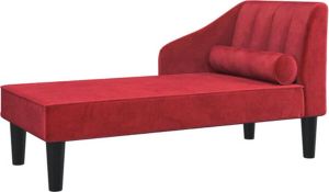 VidaXL Chaise longue met bolster fluweel wijnrood