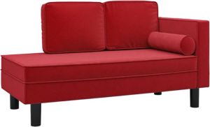 VidaXL Chaise longue met kussens en bolster fluweel wijnrood