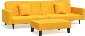 VidaXL Slaapbank 2-zits met 2 kussens en voetenbank fluweel geel