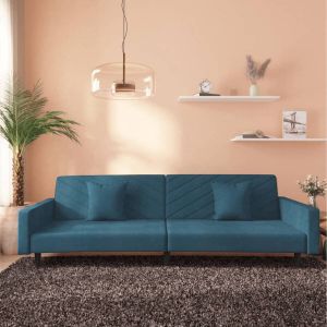 VidaXL Slaapbank 2-zits met 2 kussens fluweel blauw