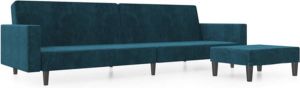 VidaXL Slaapbank 2-zits Met Voetenbank Fluweel Blauw