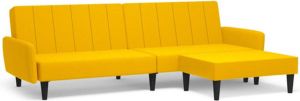 VidaXL Slaapbank 2-zits met voetenbank fluweel geel