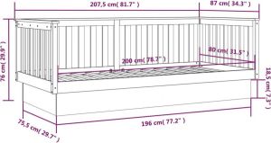 VidaXL Slaapbank 80x200 cm massief grenenhout wit