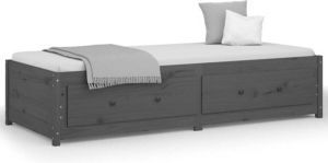 VidaXL Slaapbank 90x190 Cm Massief Grenenhout Grijs 3ft Single