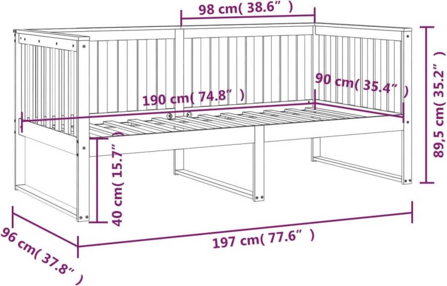 VidaXL -Slaapbank-90x190-cm-massief-grenenhout-zwart