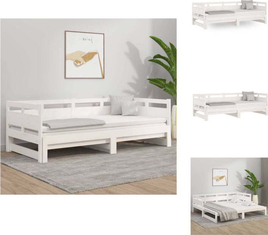 VidaXL Slaapbank Grenenhout 203.5 x 160 x 66 cm Omkeerbaar ontwerp Ruimtebesparend Wit Bed