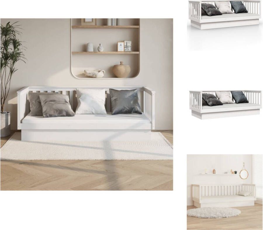VidaXL Slaapbank Grenenhout Bedbank 207.5 x 107 x 76 cm 3-zijdig bedhek Wit Bed