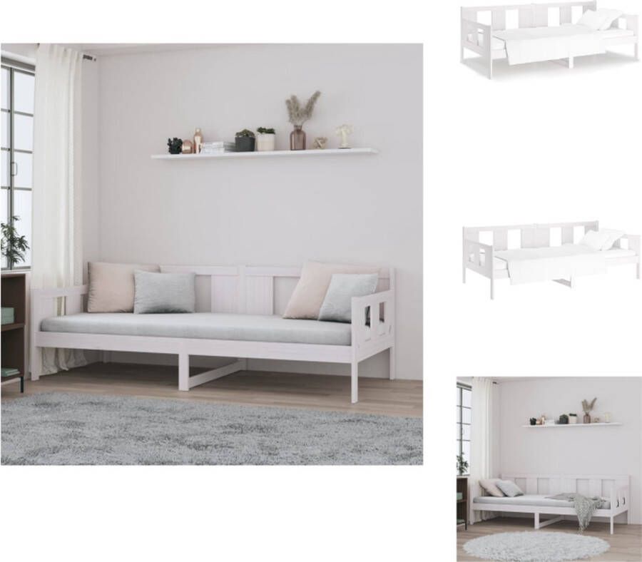 VidaXL Slaapbank Grenenhout Massief hout Wit 203.5 x 96 x 69.5 cm Geschikt voor 90 x 200 cm matras Bed
