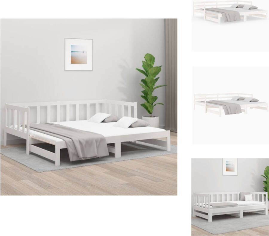 VidaXL Slaapbank Grenenhout Uitschuifbaar Wit 193.5 x 181 x 66 cm Bed