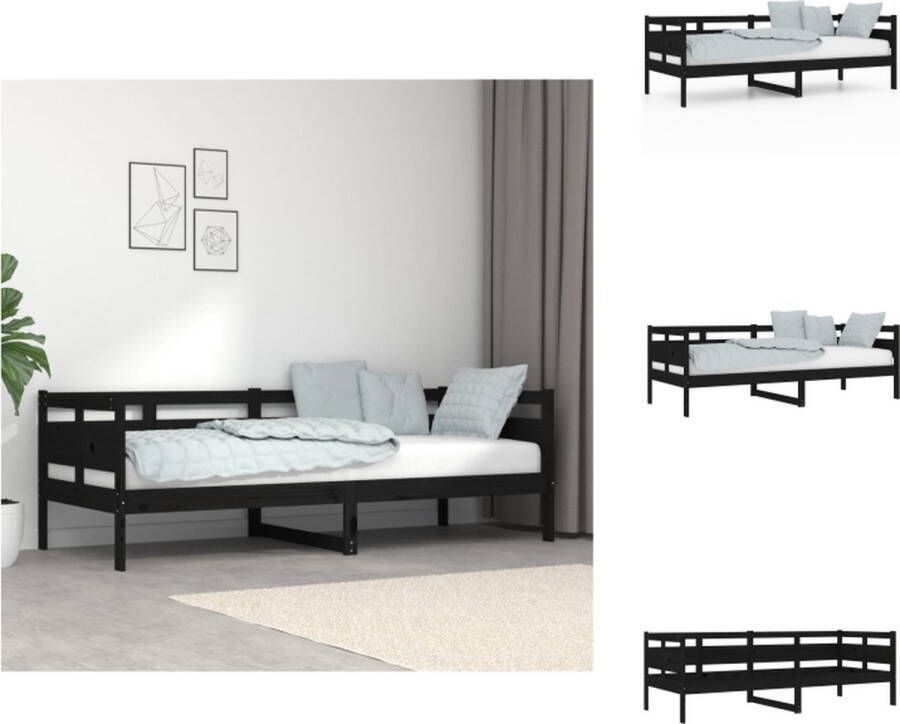 VidaXL Slaapbank Hout 203.5 x 86 x 66 cm Massief Grenenhout Zwart Bed