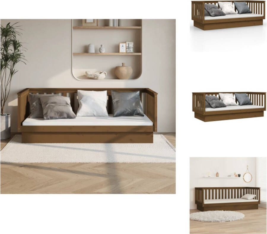 VidaXL Slaapbank Hout 207.5 x 107 x 76 cm Massief grenenhout 3-zijdig bedhek Bed