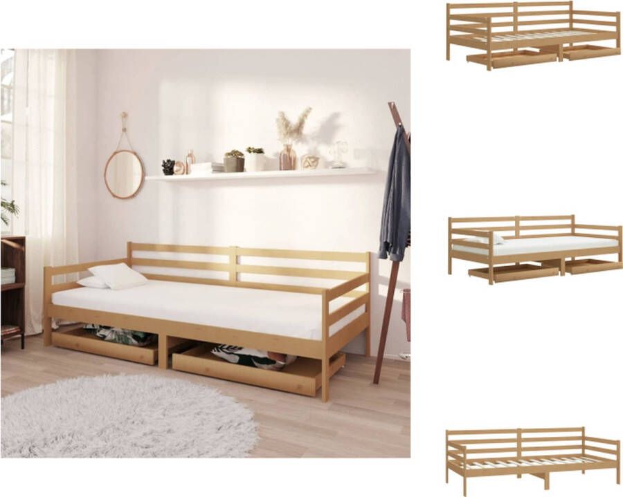 VidaXL Slaapbank Houten slaapbank 204 x 98 x 70 cm Honingbruin Massief grenenhout Bed