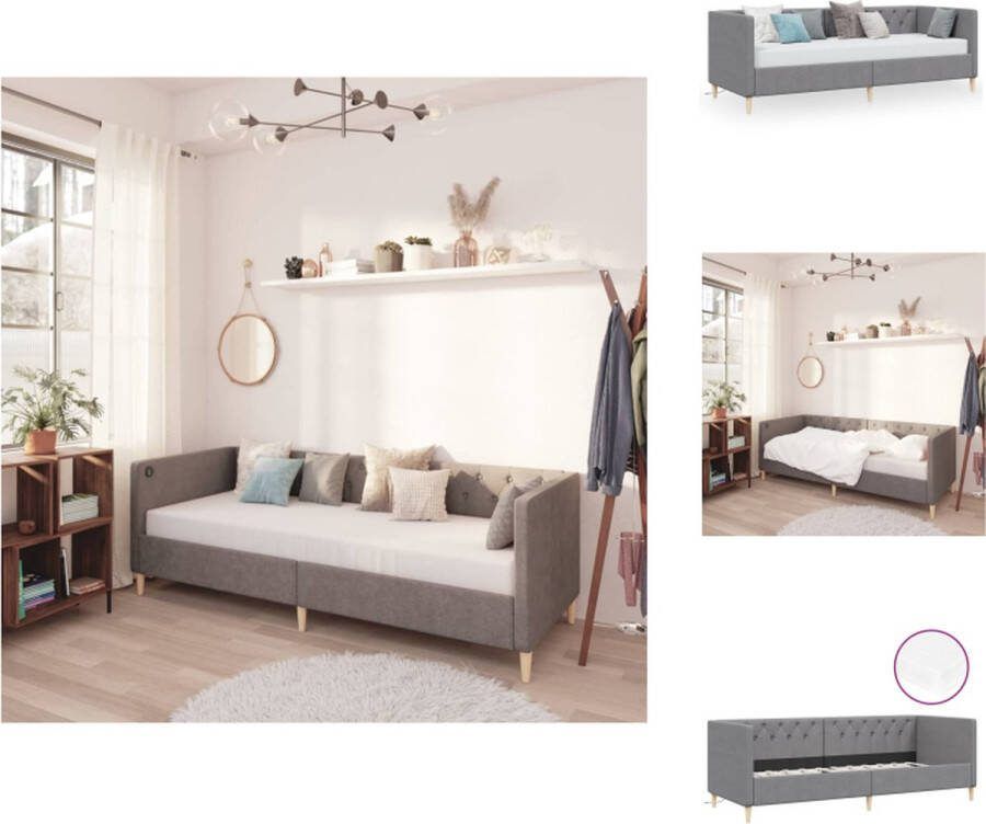 VidaXL Slaapbank Lichtgrijs 212x97x62cm Met USB-uitgangen Inclusief 7-zone-matras Bed