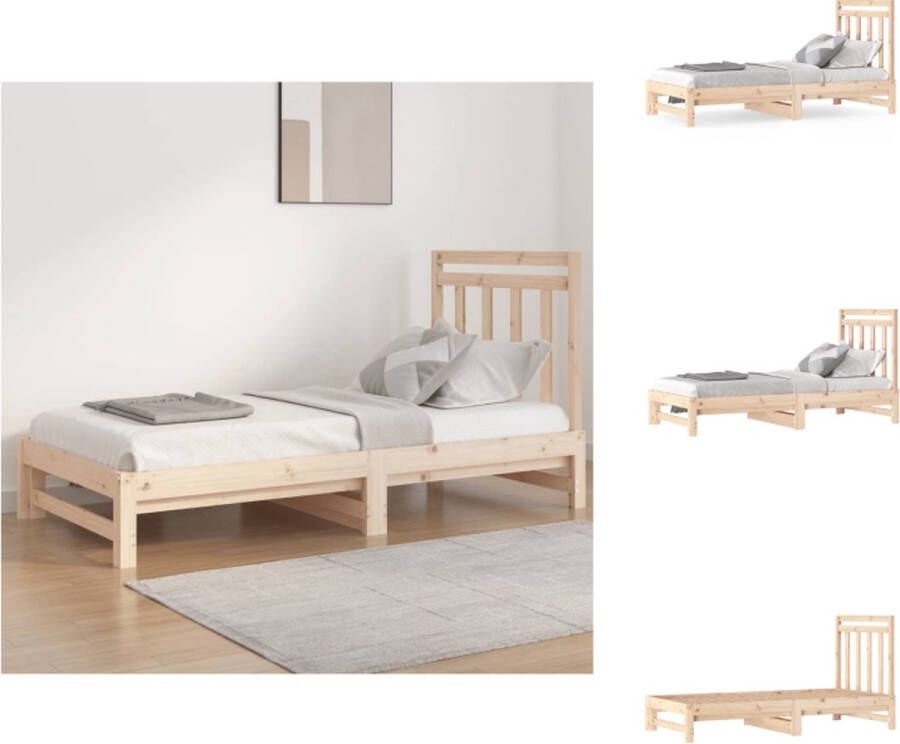 VidaXL Slaapbank Logeerbed Massief grenenhout Uitschuifbaar Comfortabele ondersteuning 195.5 x 182 x 30 cm Bed