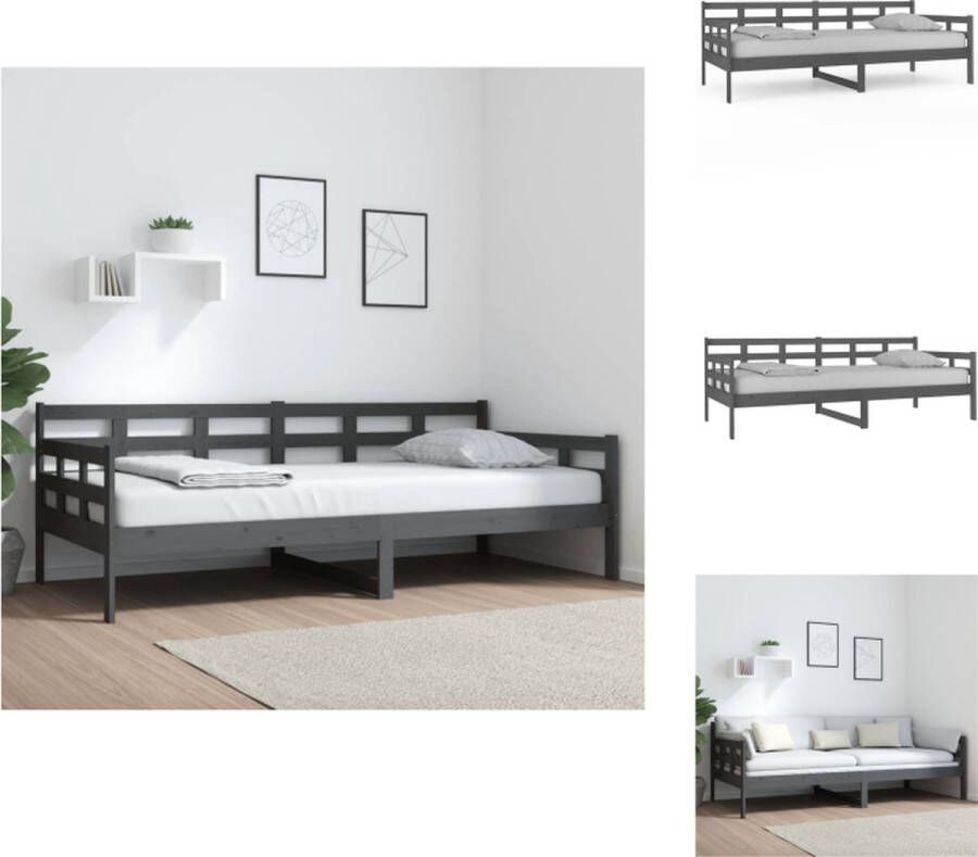 VidaXL Slaapbank Massief Grenen 203.5 x 96 x 69.5 cm Grijs Bedframe zonder matras Bed