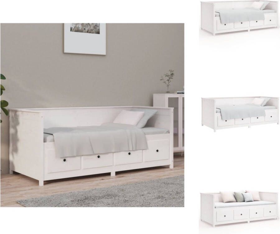 VidaXL Slaapbank Massief Grenenhout Bed met Opbergruimte 207.5 x 107 x 80 cm Wit Bed