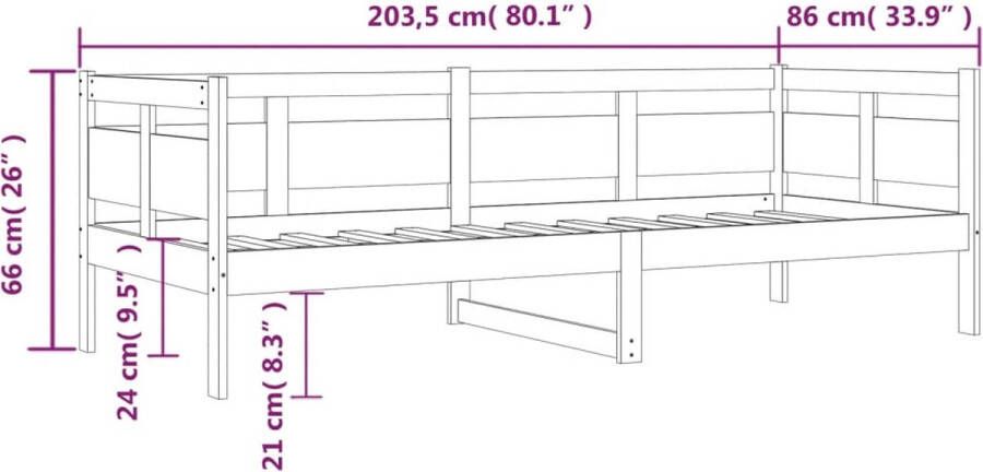 VidaXL -Slaapbank-massief-grenenhout-honingbruin-80x200-cm