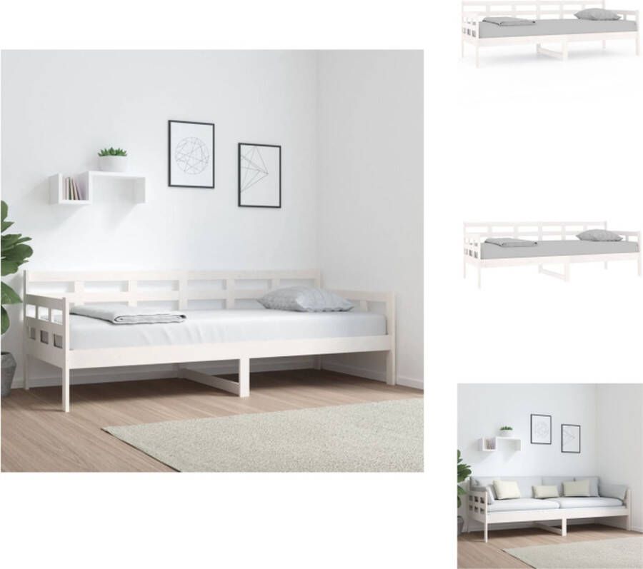 VidaXL Slaapbank Massief Grenenhout Wit 203.5 x 86 x 69.5 cm Geschikt voor 80 x 200 cm matras Bed
