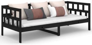 VidaXL Slaapbank Massief Grenenhout Zwart 80x200 Cm