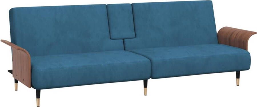 VidaXL -Slaapbank-met-bekerhouders-fluweel-blauw