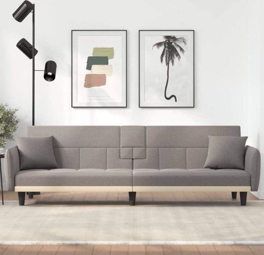 VidaXL -Slaapbank-met-bekerhouders-stof-taupe