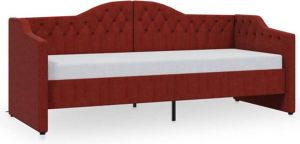 VidaXL Slaapbank met matras en USB stof wijnrood 90x200 cm