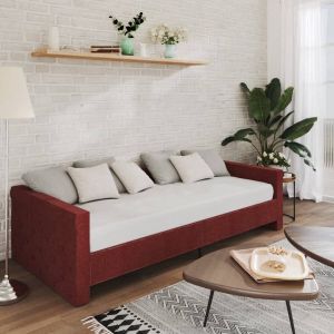 VidaXL Slaapbank met matras en USB stof wijnrood 90x200 cm