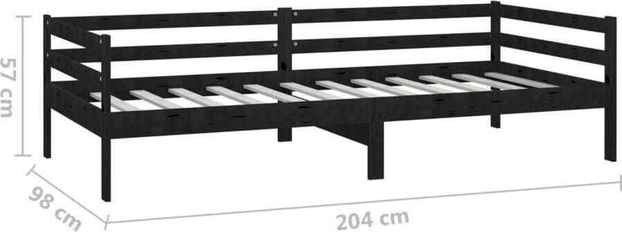 VidaXL -Slaapbank-met-matras-massief-grenenhout-zwart-90x200-cm