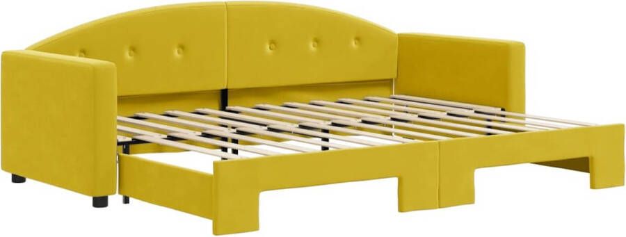 VidaXL -Slaapbank-met-onderschuifbed-80x200-cm-fluweel-geel