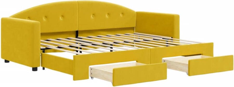 VidaXL -Slaapbank-met-onderschuifbed-en-lades-80x200-cm-fluweel-geel