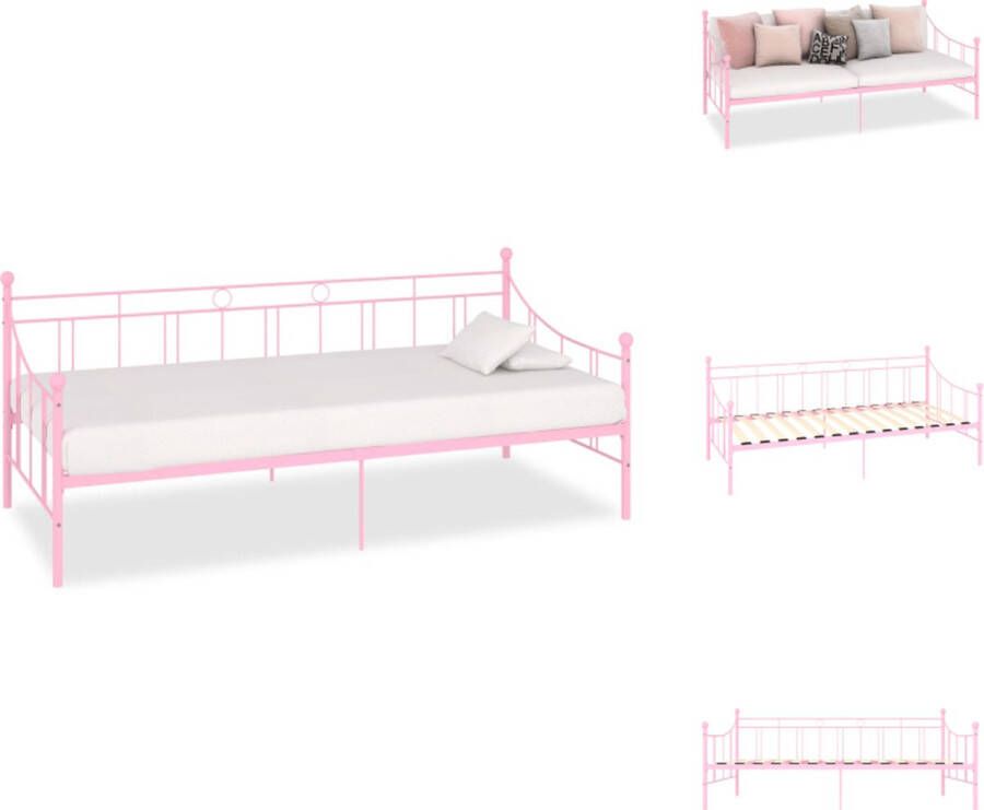 VidaXL Slaapbank Metalen frame Roze 208 x 95 x 83 cm Geschikt voor 90 x 200 cm matras Montage vereist Bed
