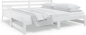 VidaXL Slaapbank Uitschuifbaar Massief Grenenhout Wit 2x(90x190) Cm