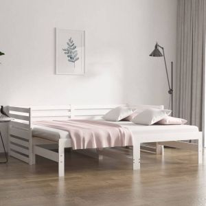 VidaXL Slaapbank uitschuifbaar massief grenenhout wit 2x(90x190) cm