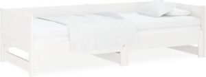 VidaXL Slaapbank Uitschuifbaar Massief Grenenhout Wit 2x(90x200) Cm