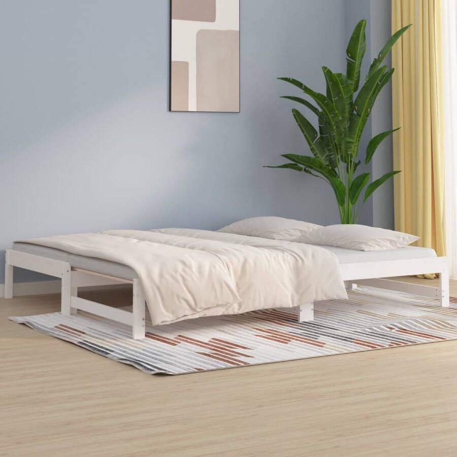VidaXL -Slaapbank-uitschuifbaar-massief-grenenhout-wit-2x(90x200)-cm