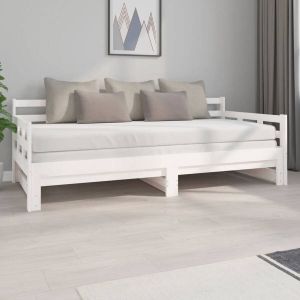 VidaXL Slaapbank uitschuifbaar massief grenenhout wit 2x(90x200) cm