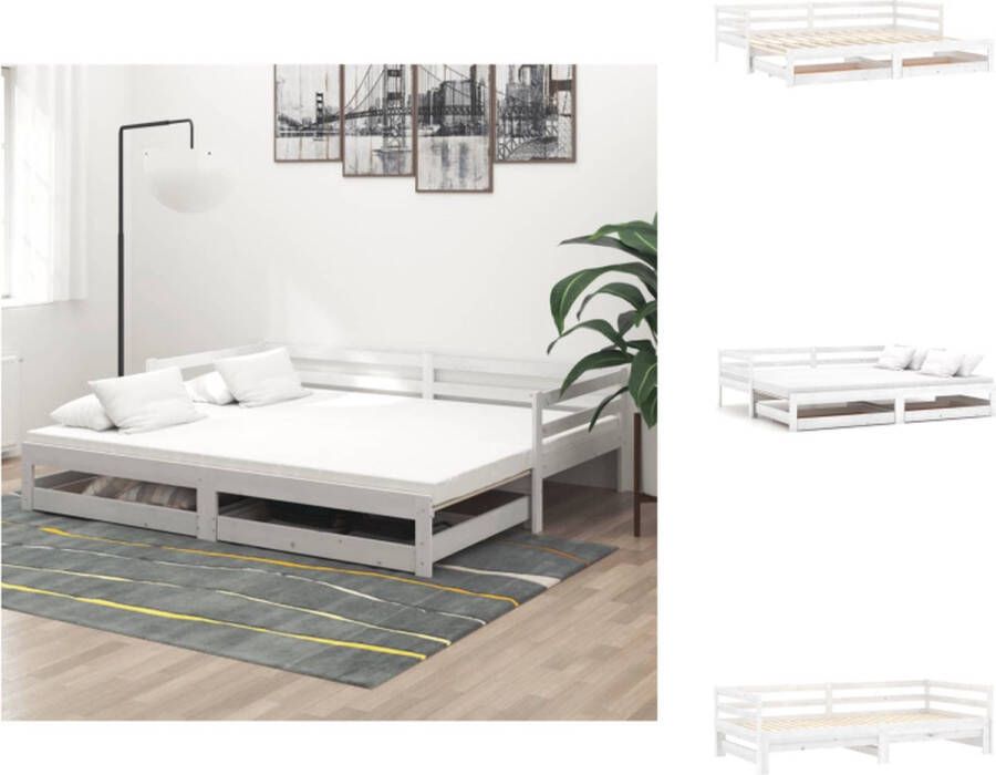 VidaXL Slaapbank White s Hout 203 x 184 cm Inclusief 2 lades Bed