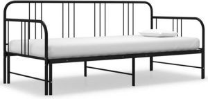 VidaXL Slaapbankframe uittrekbaar metaal zwart 90x200 cm