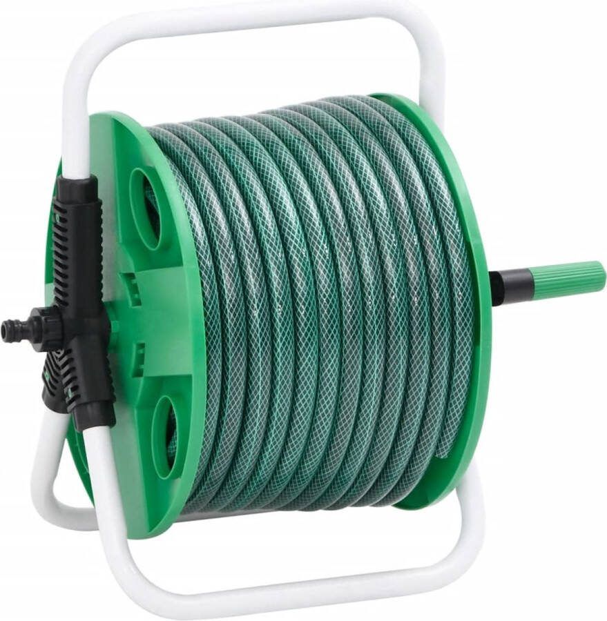 VidaXL Slanghaspel met slangkoppelset 0 75 20 m vrijstaand PVC groen