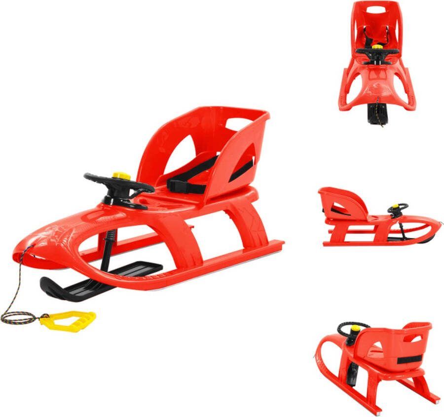 VidaXL Sneeuwslee Rood 102.5 x 40 x 23 cm Duurzaam PP Trekkoord Kogelvormig ontwerp Comfortabel zitje Ouder dan 36 maanden Max 50 kg Slee