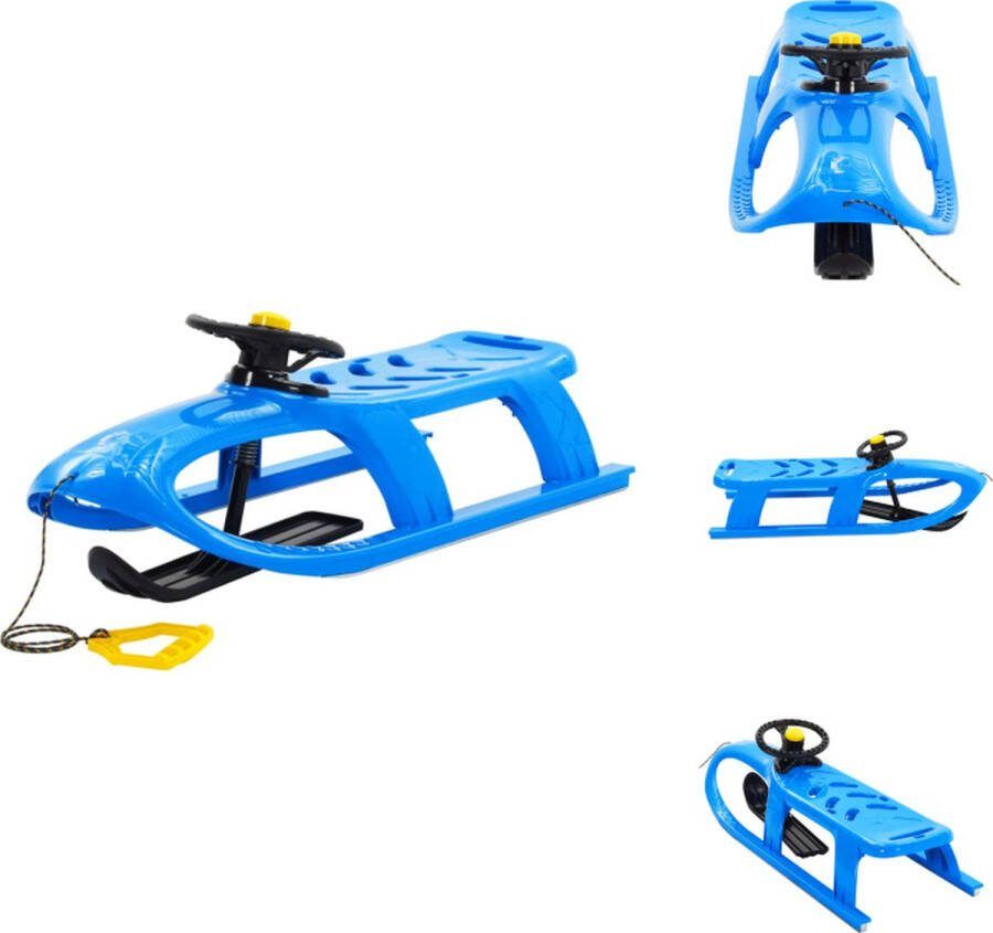 VidaXL Sneeuwslee Stalen lopers Stuur Trekkoord Kogelvormig ontwerp Blauw 102.5 x 40 x 23 cm Slee