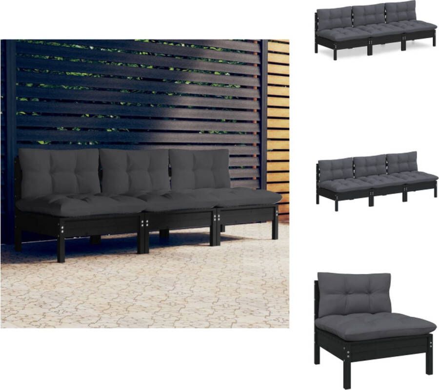 VidaXL Sofa Outdoor Massief grenenhout Zwart 63.5 x 63.5 x 62.5 cm Loungebank