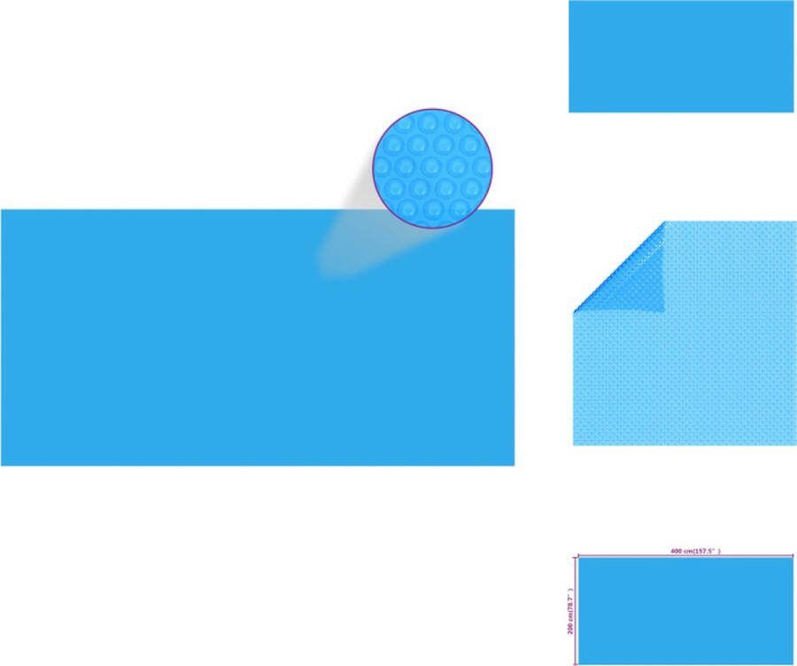 VidaXL Solarzwembadhoes PE 400 x 200 cm Verhoogt zwembadtemperatuur Blauw Zwembad afdekzeil