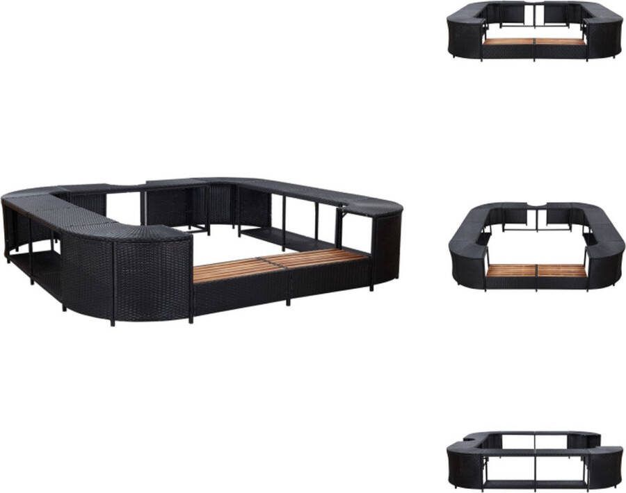 VidaXL Spa Rand Vierkant Poly Rattan 268x268x55cm Zwart Met 2 spatreden Zwembadfilterpomp