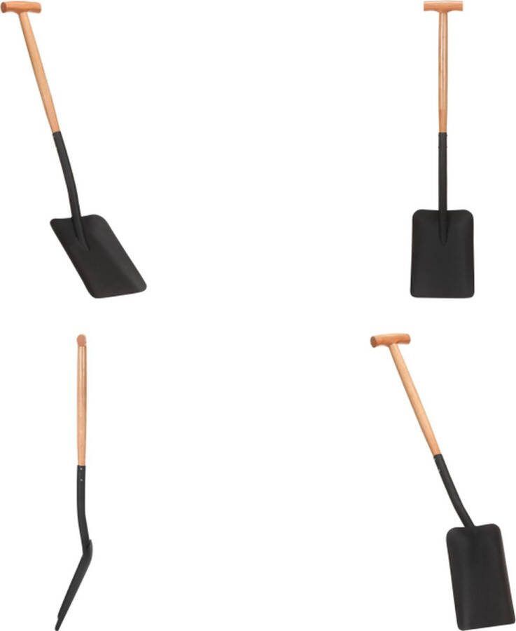 VidaXL Spade T-greep staal en essenhout Tuin Schop Tuin Schoppen Schep Scheppen