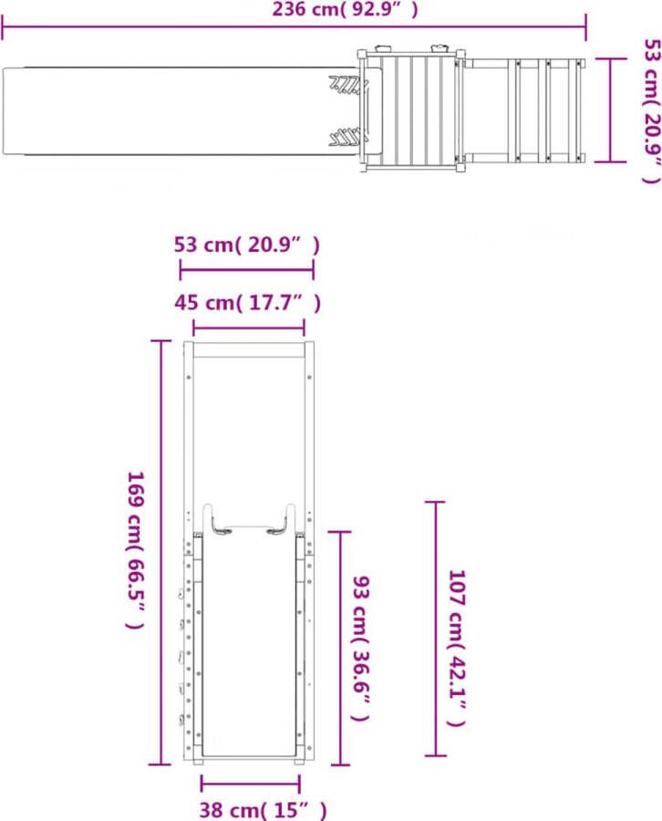 VidaXL Speelhuis met glijbaan en klimwand geïmpregneerd grenenhout