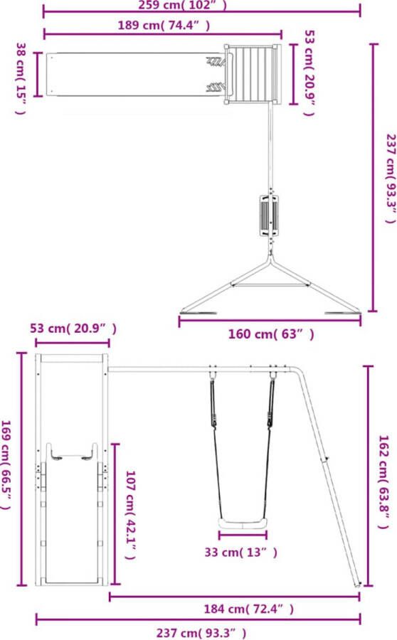 VidaXL Speelhuis met glijbaan en schommel massief douglashout