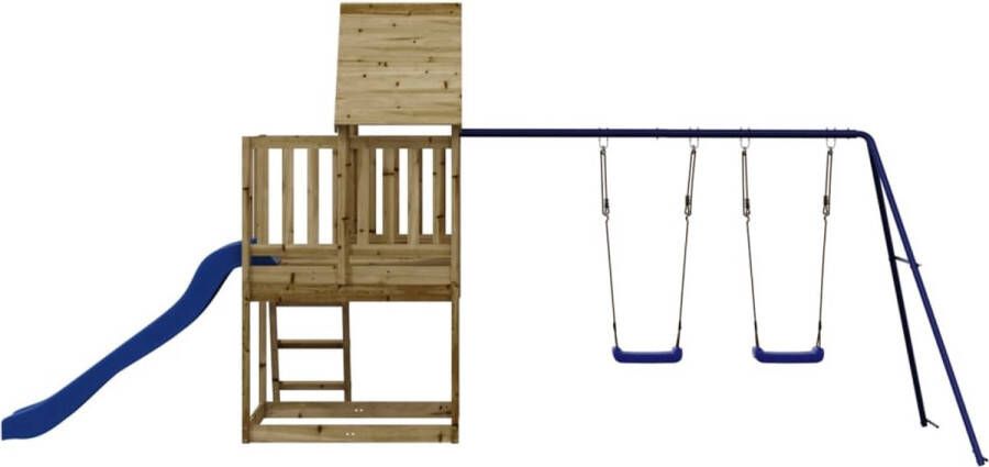 VidaXL Speelhuis met glijbaan ladder schommels grenenhout