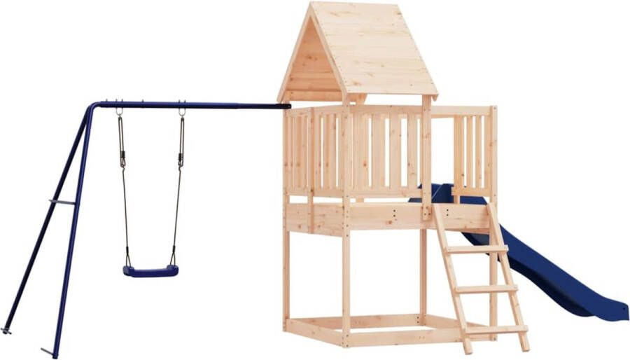 VidaXL Speelhuis met glijbaan ladder schommels massief grenenhout